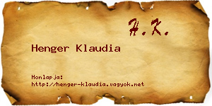 Henger Klaudia névjegykártya